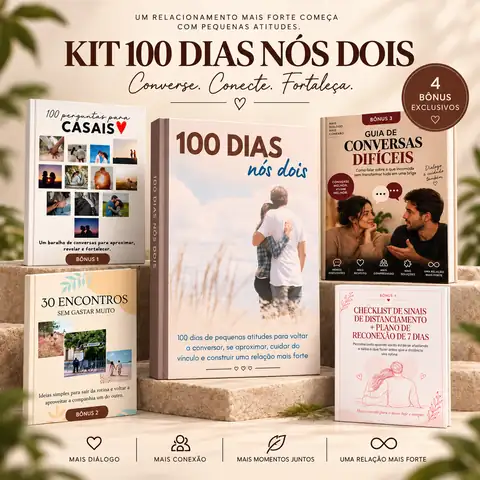 Kit 100 Dias Nós Dois com o programa e os quatro bônus.