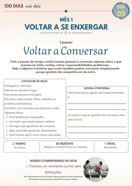 Página do Dia 5: Voltar a conversar.